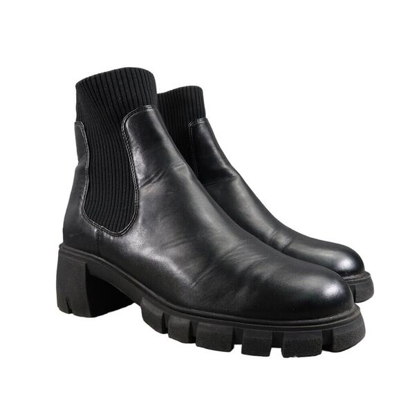 Steve Madden Shoe Women 11 Boots Fashion Platform Block Heel Hutch Pull On Black - Picture 1 of 16